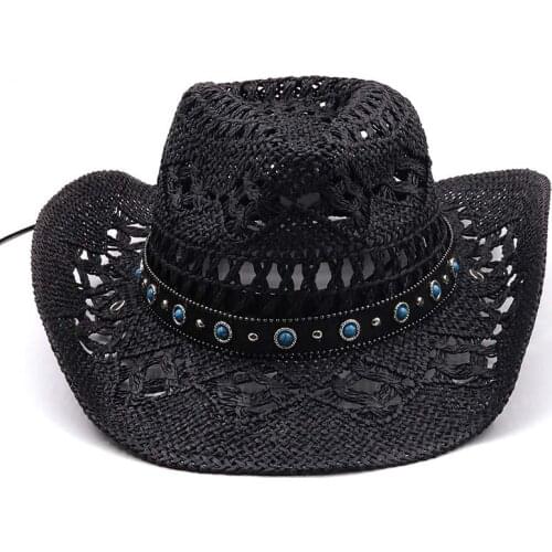 Straw Western Cowboy Hats for Women Mens Cap Beach Summer Sunhats Party Curling Brim Cap Sun Protection Hat Sombreros De Sol