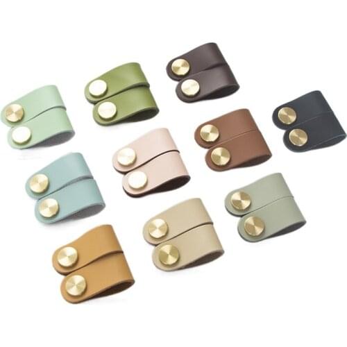 HXS Leather Copper Simple Cabinet Knobs Nordic Brass Drawer Pulls Kitchen Door Handles for Furniture Hardware