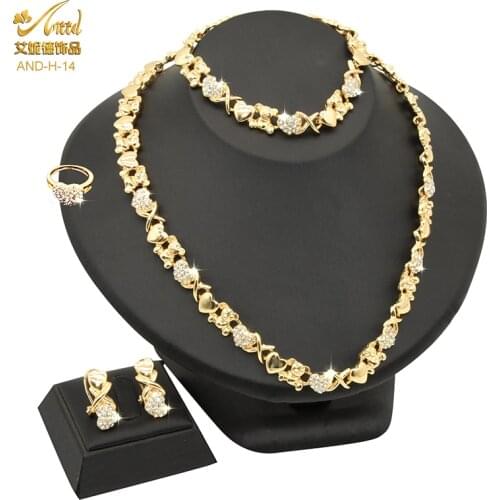 XOXO Small Heart Bear African Jewelry Set Dubai Gold Bridal Wedding Necklace Bracelets Earrings Moroccan Nigerian Jewellery Sets
