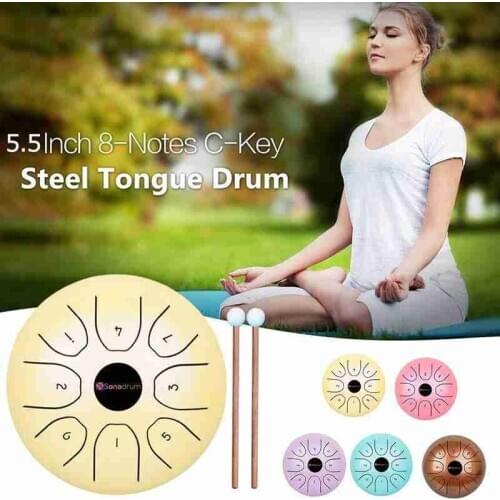 5.5 Inch Mini Steel Ethereal Drum Portable Tongue Drum with Drumsticks Percussion Instrument Music Education for Children