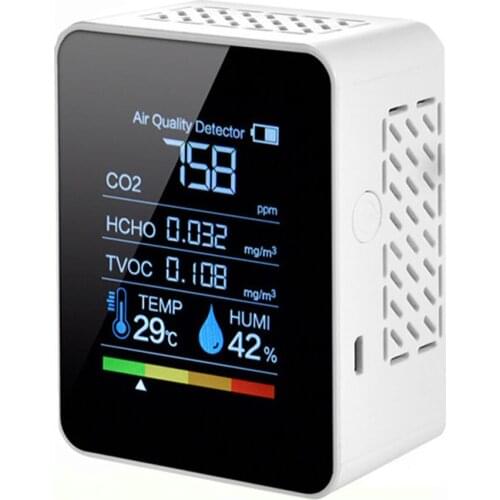 Multifunctional 5in1 CO2 Meter Digital Temperature Humidity Tester Air Quality Monitor Carbon Dioxide TVOC HCHO Detector