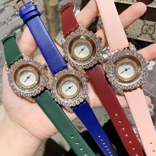 Personalized Women Transparent Watches Fashion Crystals Jewelry Watch Movable Happy Rhinestones Wristwatch 2 Hands Analog Montre