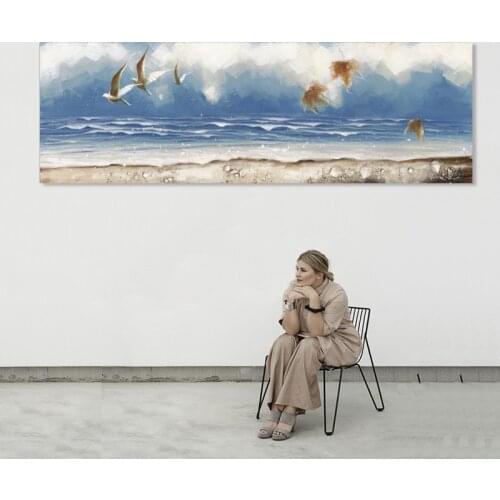 Wall Piantings Home Decor Posters and Prints Wall Art Canvas Painting Abstract Beach Seascape Pictures for Living Room No Frame