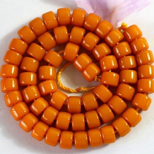 Charm yellow resin beeswax diy 4X7mm 5X8mm 7X10mm 12X9mm drum loose jewelry making spacer accessories beads for women 15inch B60