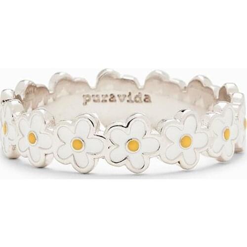 Simple Dandelion Rings for Women Wild Flower Ring Lovely Small Daisy White Flower Girl rings jewelry Release Stress Finger Ring