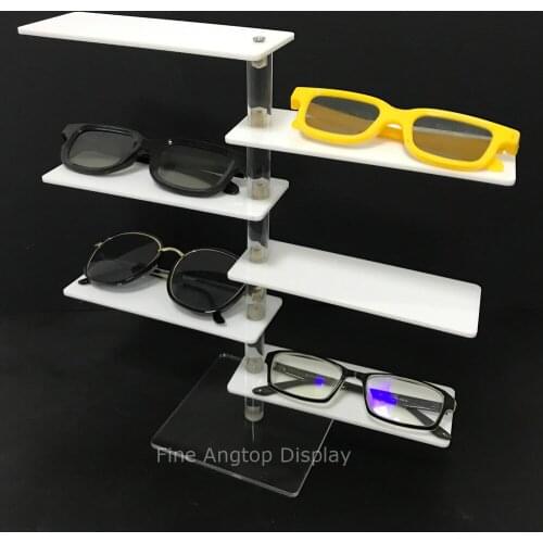 Clear and White Acrylic 6 Tier Jewelry Bracelet Shelf Table Top Retail Sunglasses Display Riser Small Cosmetic Show Rack