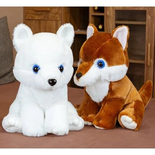 1pc 43CM Lifelike Hairy Sitting Wolf Plush Toy Stuffed Simulation Animal Doll Home Decor Children Boys Birthday Xmas Kawaii Gift
