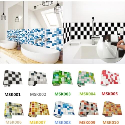 Self-adhesive Removable Color Mosaic Wall Tiles Stickers Bathroom Kitchen Tile Decals Waterproof Mosaic Decorative Sticker Roll