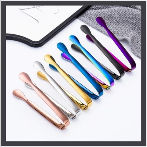 Stainless Steel Ice Tongs Ice Clip Ice Folder Kitchen Food Grade Tong Bread Food Sugar Tong Kitchen Baking BBQ Tools Accessories