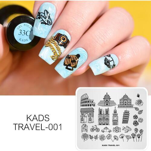 MISSGUOGUO Nail Stamping Plate Castle Design Construction Flower Rose Bicycle Leaf Airplane Nail Art Stamping Tool Pattern Stamp