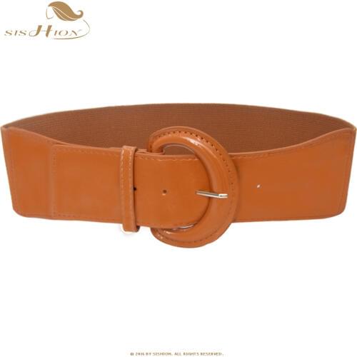 SISHION Vintage leather women belt wide girdle fashion decoration for dress female waist elastic Belt SP0359