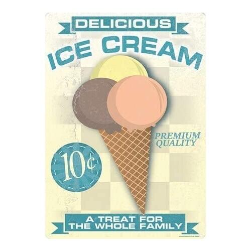 Delicious Ice Cream Tin Sign Vintage Funny Creature Iron Painting Metal Plate Personality Novelty