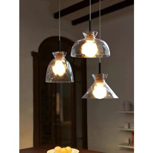 Glass Pendant Light For Kitchen Light Dining Room Wine Bar Vintage Light Transparent Glass Decoration E27 Lighting Fixtures