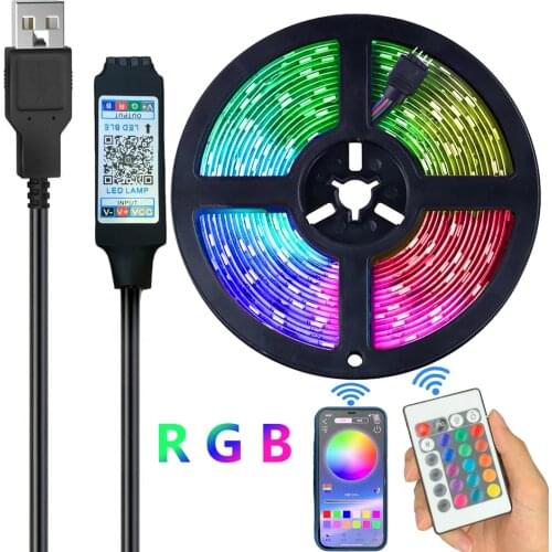 Led Light Strip Bluetooth RGB 2835 5050 USB Powered DC5V TV Backlights LED Lights with Remote for TV with 16 Colors for Home