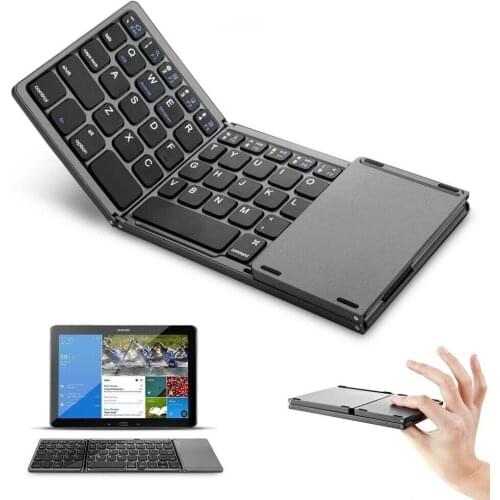 Universal Triple Folding Wireless Bluetooth Portable Mini Keyboard With Touchpad For IOS/Android/Windows Tablet Phone Computer