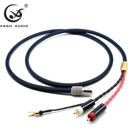 XSSH 4 core pure copper OFC Plated Silver shield RCA 5 pin DIN XLR U spade plug Audio Phono Tonearm Cable with Ground Wire