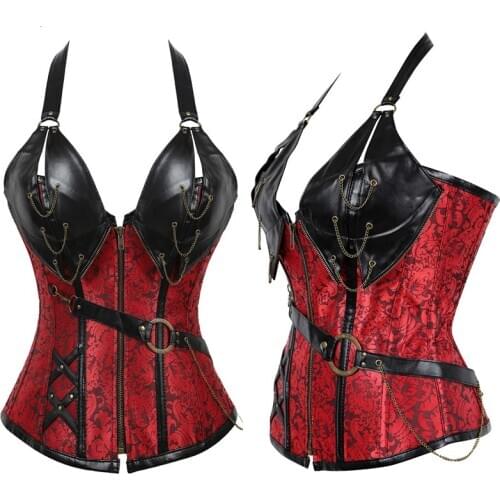 Women Corset 11Steels bone Sexy Slim Burlesque Body Shaper Overbust Boned Lace up Corset Bustier Overbust Corset Plus SizeS-6XL