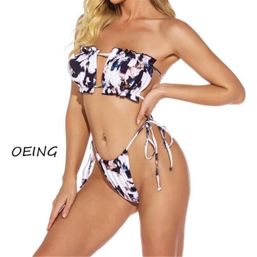 Plus Size 2 Piece Set Women Bandeau Thong Bikini 2021 Swimsuit Bikini Sexy Swimsuit Bathing Suit Women