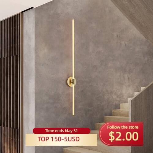 Gold Color Modern LED brief bedroom study wall lights simple bedside lamp Creative 360 degree light Living room Home wall lamps
