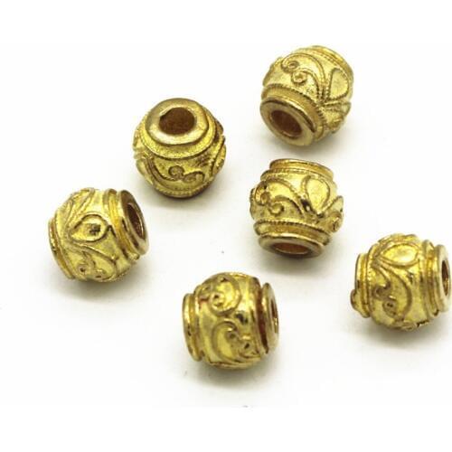 10 PCS 8mm*7.5mm Raw Brass Spacer Beads DIY Metal Beads For Jewelry Making