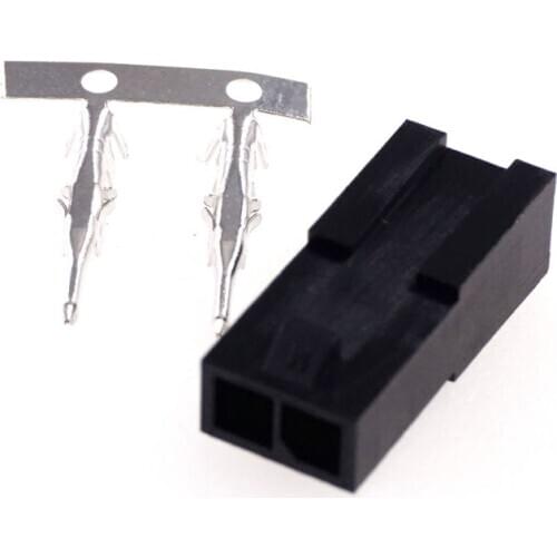 100 set Micro-Fit 3.0 Plug Housing 1x2 2 Pin No Ear Single Row 2 Circuits Crimp Terminal Tin Cross Molex 436400201 430310001
