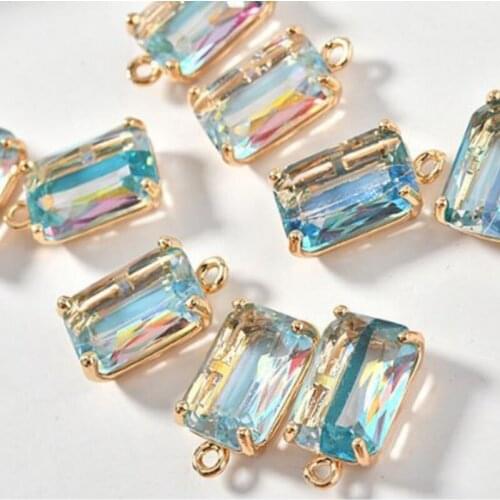 2021 New True Gold Plated 10x18MM Crystal Water Drop Earring Pendant Necklace Charms DIY Earrings Jewelry Making Accessory
