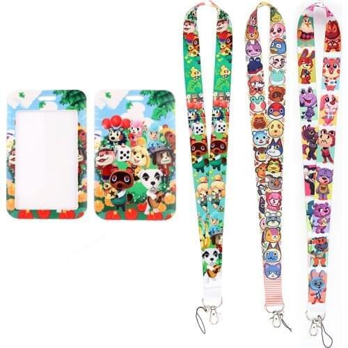 24pcs/lot MD895 DMLSKY Cartoon Animal Print Lanyard for Neck Strap lanyard card ID Holder Keychain Holder DIY Hang Rope Keyring