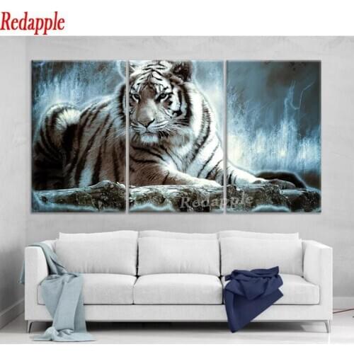 Full drill square Crystal Paintings Diamond Embroidery tiger art painting Full round 5d Diy diamond painting Diamond Mosaic 3pcs