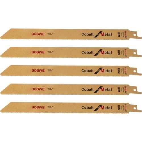 5 Pcs S1122BF BIM 227mm 9" Reciprocating Sabre Saw Blades Set Flexible For Metal