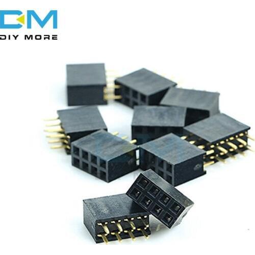 50PCS 2X4 Pin 8P 2.54mm Double Row Female Straight Header Pitch Socket Pin Strip 8pin 8 pin 8-pin