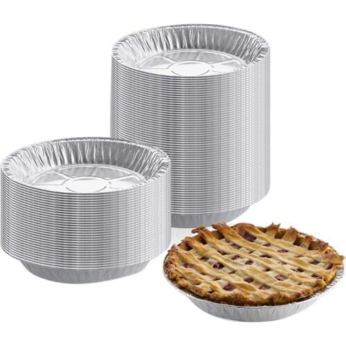 50Pcs Disposable Round Aluminum Foil BBQ Food Tray Container Non-stick Baking Pan Oven Tools BBQ Accessories