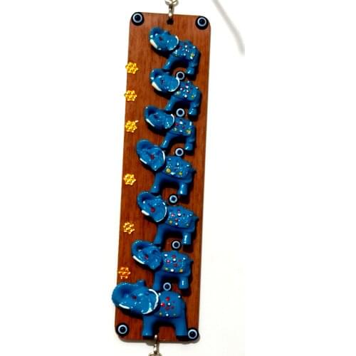 7 Turquoise Elephant Evil Eye Bead Wall Ornament