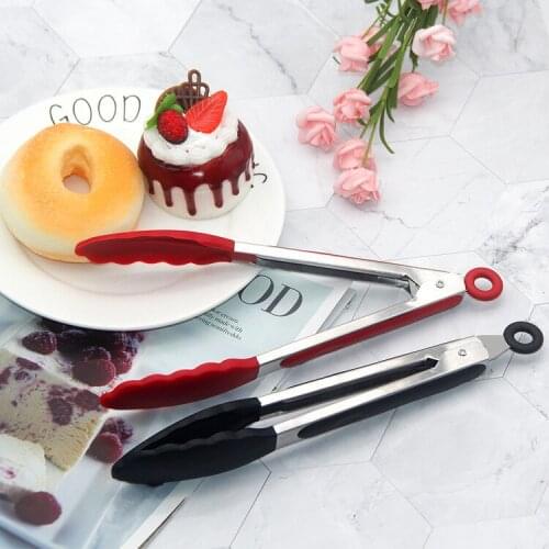 9 inch food tongs kitchen heat-resistant silicone food tongs BBQ barbecue steak tongs silicone food tongs