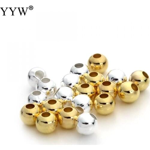 100pcs/lot Plated Loose Spacer Beads Brass Beads 3mm/4mm/6mm Jewelry Findings 3 Colors Metal Beads Ball For Jewelry Making