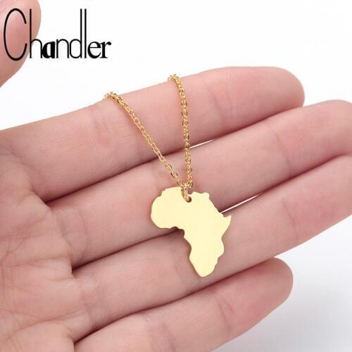 Chandler Hip Hop Africa Map Necklace Mama The Motherland Memory Jewelry Stainless Steel Long Chain Clavicle Necklace Collars