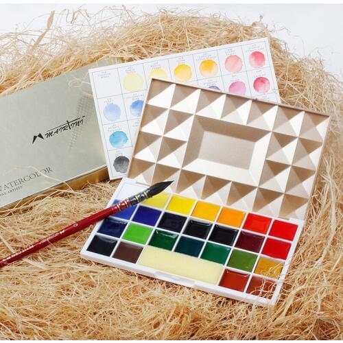 25 Colors Watercolor Paint Solid Colors Artist Watercolor Paints Portable Gold Metal Case for Professional Art Supplies