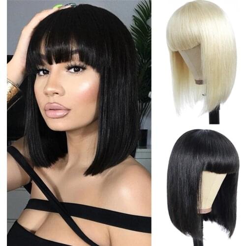 Cheap Bob Short Wig Short Woman Synthetic Hair Ombre Wig With Full Bangs Synthetic Natural Hair Freedom Oficial Wig FreeShipping