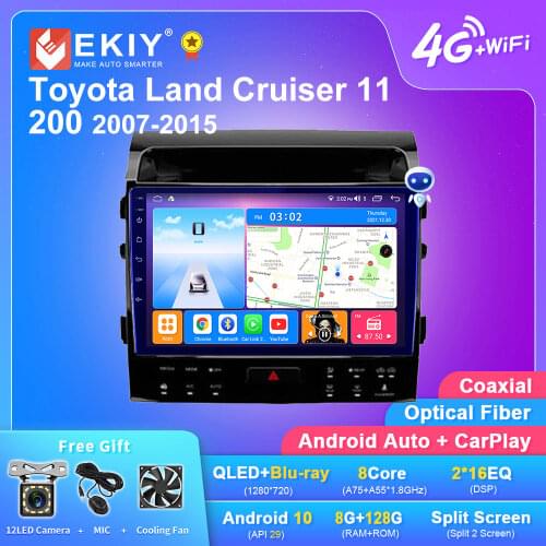 EKIY DSP 6+128G Android 10 For Toyota Land Cruiser 11 200 2007-2015 Car Radio Multimedia Video Player GPS Navi 2din BT Stereo HU
