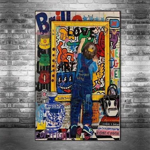 Artist Jisbar Graffiti Artwork Prints On Canvas Painting Funny Street Art Picture For Living Room Posters Home Decor Wall Art