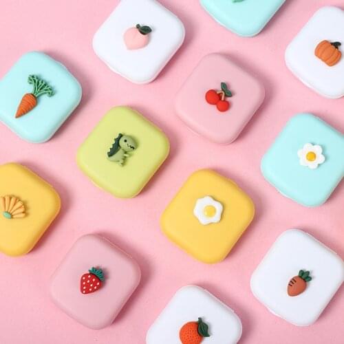 Fruit Glasses Cosmetic Color Lenses Contact Lenses Box Tweezers Contact Lens Case For Eyes Travel Kit Holder Container For Girl