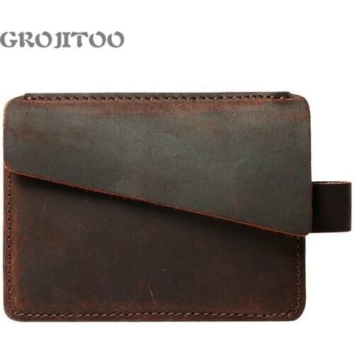 Grojitoo crazy mom Wallet Credit card bag first floor leather man short calories