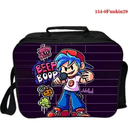 3D Print Friday Night Funkin Fashion Portable Thermal Lunch Bags for Women Teens Storage Food Picnic Cooler Large Capacity Box