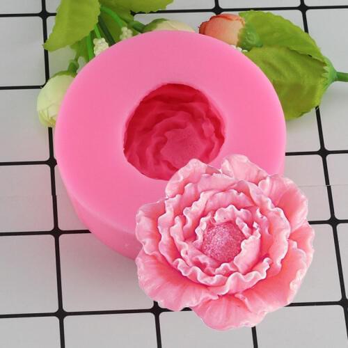 Mujiang 3D Peony Shape Silicone Fondant Molds Flowers Handmade Soap Candle Clay Mold Cake Baking Wedding Decorating Tools