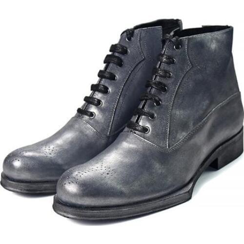 New fashion carved ankle boots casual men shoes classics lace up black mens boots