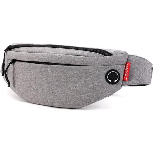 TINYAT Men Male Waist Bag Purse Casual Large Phone Belt Bag Pouch Travel Phone Bag Fanny Banana Bag Hip 4 Pockets