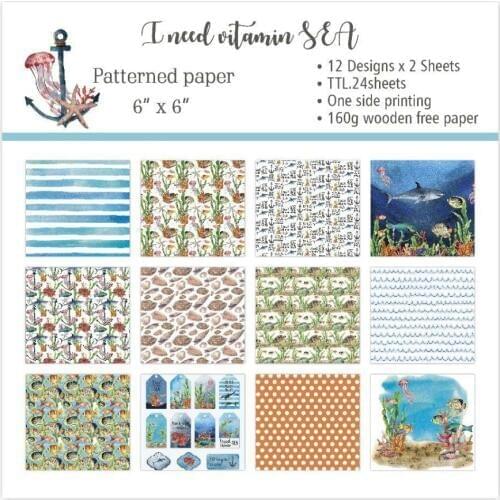 DIY Ineed oitamin sea style Scrapbooking paper pack of 24 sheets handmade craft paper craft Background pad P54