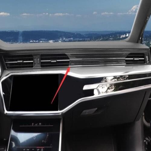 For Audi A6 C8 2019 2020 Carbon Fiber Stickers Air Condition Panel Sticker Center Control Cover Trim AC Outlet Decoration Frame