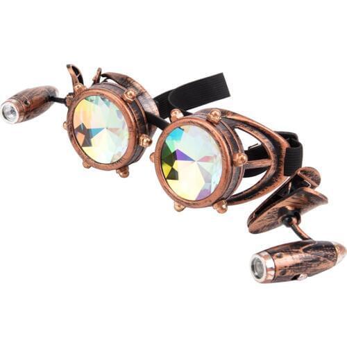 C.F.GOGGLE Goggles Steampunk Glasses Vintage Retro Welding Punk Gothic Sunglasses Colorful Kaleidoscope Lens