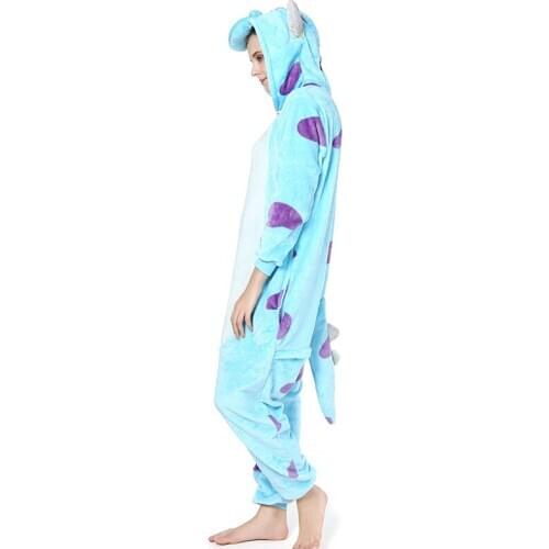 2020 Adults Animal Pajamas Cartoon Sleepwear Monster Pajamas Sets Anime Kigurumi Women Men Warm Flannel Hooded