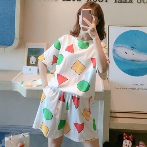 Pijama Sin Chan Womens Pajamas for Woman Summer Sleepwear Suits with Shorts Pajama Set Home Clothes Pyjamas Sinchan 2021